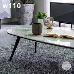 セラミック ローテーブル 大理石風 白 幅110cm 110x60 の画像