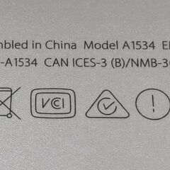 【配送可】美品 Apple MacBook Air モデル A1534 メモリ8GB SSD512GBの画像