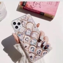 ※お譲り先決定※【無料で差し上げます】iPhone11pro ケース/ピンク　ラメ　うろこ柄の画像