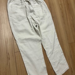 👖✨ ウエストゴム デニムパンツ M-Lサイズ アイボリー/オフホワイト 綿100%の画像