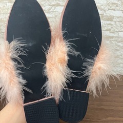 ふわふわファー付き　サンダル　ミュール　ピンク　23cm 24cmの画像