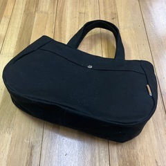 【ハンドメイド】帆布トートバッグ ブラック ペットボトルホルダー付1018新品未使用の画像