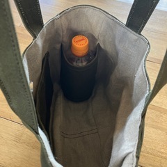 【ハンドメイド】帆布トートバッグ カーキ ペットボトルホルダー付 1018新品未使用の画像