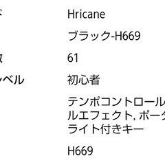 Hricane キーボード ピアノ 電子ピアノ 61鍵盤 200種類音色 200種類リズム 60曲デモ曲 LCDディスプレイ搭載 光る鍵盤 楽器 日本語パネル ヘッドフォン対応 子供 初心者 練習用 USBケーブルと日本語説明書付き (黒 Black)の画像