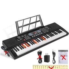Hricane キーボード ピアノ 電子ピアノ 61鍵盤 200種類音色 200種類リズム 60曲デモ曲 LCDディスプレイ搭載 光る鍵盤 楽器 日本語パネル ヘッドフォン対応 子供 初心者 練習用 USBケーブルと日本語説明書付き (黒 Black)の画像