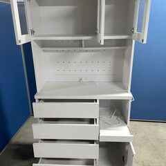 【良品】食器棚 WalshUpperA 白系 2分割可能 お洒落 多収納 早い者勝ち 引取歓迎 配送OKの画像