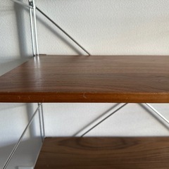 ステンレスユニットシェルフ　ウォールナット材棚セット　ワイド　中の画像