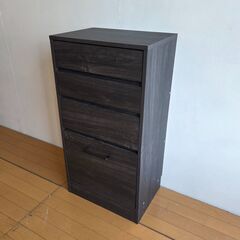 未使用訳あり カウンター下収納チェスト 幅45cm 4段 ブラック 背面化粧仕上げ キッチン キッチン収納 ラック サイドボード 窓下 引出しの画像