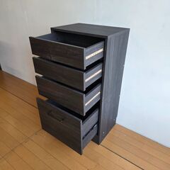 未使用訳あり カウンター下収納チェスト 幅45cm 4段 ブラック 背面化粧仕上げ キッチン キッチン収納 ラック サイドボード 窓下 引出しの画像