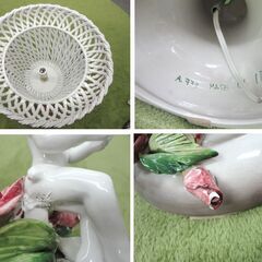 卓上ライト 陶器 高さ62㎝ ロココ アールヌーヴォー 口金E14 スタンドライト 西岡店の画像