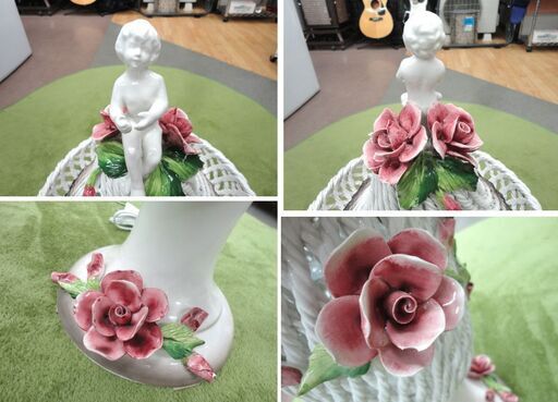 卓上ライト 陶器 高さ62㎝ ロココ アールヌーヴォー 口金E14 スタンドライト 西岡店