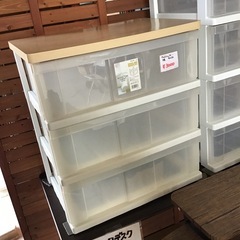 ウッドトップチェスト　3段　プラチェスト　プラケース　衣装ケース　中古品の画像