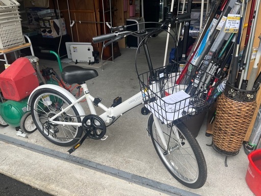 (DI) 20インチ AIJYU サイクル 折りたたみ 自転車 防犯登録解除済 THREE STONE 6段変速 カゴ•カギ付き サドルきれい！ 中古？　美品 ④