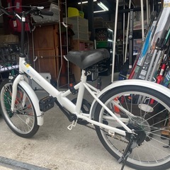 (DI) 20インチ AIJYU サイクル 折りたたみ 自転車 防犯登録解除済 THREE STONE 6段変速 カゴ•カギ付き サドルきれい！ 中古？　美品 ④の画像
