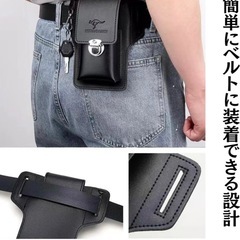 ベルト通し スマホ ポーチ ケース PUレザー 鍵 小物入れ 汎用の画像
