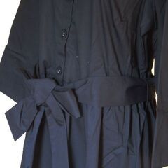 【受付終了】LANDS' END 前リボンがかわいい黒ワンピース（新品・タグ付き）の画像