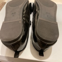 19,5センチ H&Mキッズ　リボンフラットシューズ　黒の画像