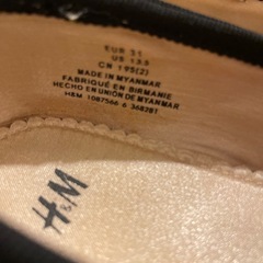 19,5センチ H&Mキッズ　リボンフラットシューズ　黒の画像