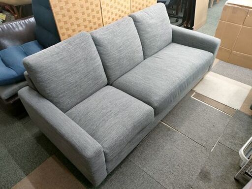 3人掛けソファ オットマン付き 幅185cm ファブリック 布製 グレー 3P L字ソファ 家具 長椅子 ソファー 札幌 北20条店
