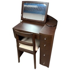 NO.2607【現状品でのお渡しです】ドレッサー コンパクト 椅子付き 鏡台 鏡 化粧台 家具 中古の画像