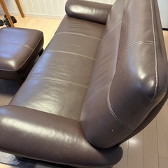 本革ソファ&フットスツールの画像