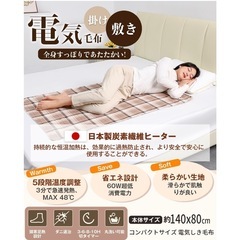 新品未開封 電気毛布 掛け敷き兼用 140×80cm 電気ブランケット 5段階温度調整 4段階切タイマー 速暖 頭寒足熱 ダニ退治 防寒対策 節電 省エネ 防臭 抗菌 丸洗い可 肩掛け 膝掛け 毛玉なし 暖房器具 PSE認証 [日本国内ブランド正規品] (グレー)の画像