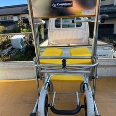 【美品】KAWAMURA カワムラサイクル シャワーキャリー 入浴介助椅子 トイレ兼用 ステンレス製 イエロー の画像