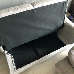 カウチソファー【2人掛け・収納付き・オットマン】の画像