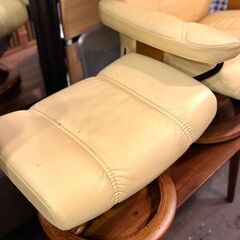 【武蔵小山店】 EKORNES エコーネス オットマン付き ストレスレスチェア　本革　レザー 1人掛け　ソファ イエロー系 ベージュ系 コンサル　consul CONSUL コンシェル　paloma の画像