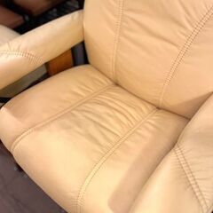 【武蔵小山店】 EKORNES エコーネス オットマン付き ストレスレスチェア　本革　レザー 1人掛け　ソファ イエロー系 ベージュ系 コンサル　consul CONSUL コンシェル　paloma の画像