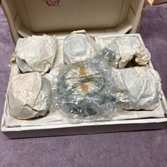 相馬本家 相馬焼き 金縁 茶器揃え5客セット 急須 湯呑み 青磁色の画像