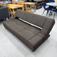【超美品‼️】定価55,800円♪ 190cm幅ソファベッド 3人掛けソファ 背もたれ6段階角度調節 布製ダークブラウン♪の画像