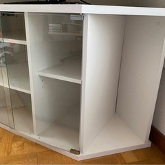 ■お譲り先決まりました■ コーナーテレビ台 ホワイト 収納棚付きの画像