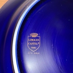 GY1018 Limoges Castel 22Kゴールド装飾 ネイビーブルー皿 の画像