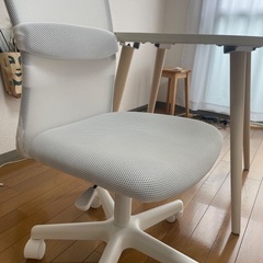 山善　オフィスチェア　メッシュ　昇降　白の画像