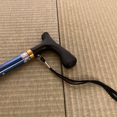 未使用新品◾️折り畳み可能　5段階調整可能　軽量アルミステッキその1　ブルー　替えゴム付き　主に男性向きの画像