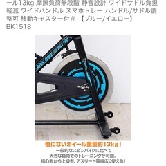 アルインコ　スピンバイク　本格ホイール　移動キャスターつきの画像