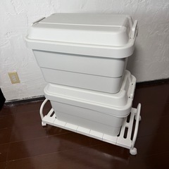 無印良品　再生ポリプロピレン入り　頑丈収納ボックスとワゴンのセット の画像