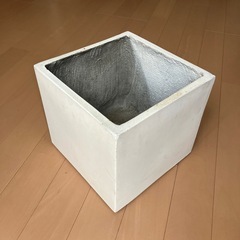 植木鉢 25cm  正方形 軽量セメント ファイバーセメント 白の画像