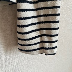 PROPORTION ノーカラージャケット サイズ3 白/黒ストライプ　ボーダー　ビジュー付き ジャケット　 大人　 お洒落　 羽織りの画像