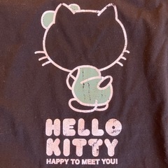M2510-240 Hello Kitty プリントTシャツ 半袖 LLサイズ ブラック キズ汚れ有りの画像