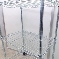 メタルラック 3段 幅54.5×奥行35×高さ83cm キャスター付き スチールラック 高さ調整可能 棚札幌 西野店の画像