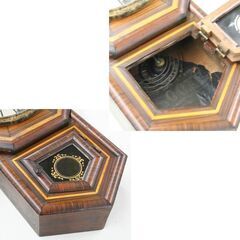 動作品 名古屋時計 柱時計 高さ48cm 八角 小型金筋 掛け時計 振り子式 ゼンマイ式 渦リン 8日巻 明治30年頃 札幌市 清田区 平岡の画像