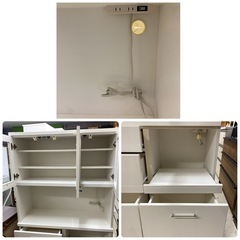食器棚　キッチンボード　白　幅105×奥42×高180cm　リサイクルショップ　朝霞市　ケイラック朝霞田島店　志木市　和光市　GM432の画像