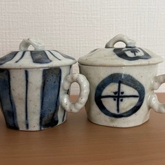 新品未使用》藍陶　フタ付きバラエティーカップの画像