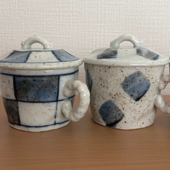 新品未使用》藍陶　フタ付きバラエティーカップの画像