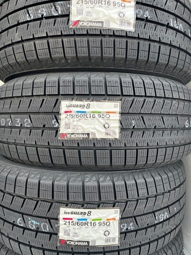 新商品！25年製！215/60R16ヨコハマタイヤスタッドレスタイヤiceGUARD8 iG80新品4本消費税、作業代、廃タイヤ代、全て込み132000円！