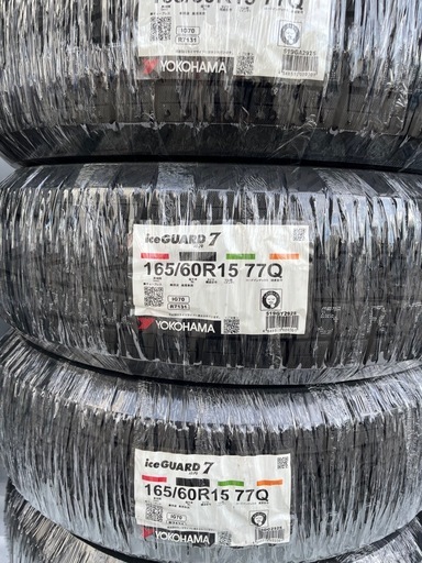 25年製！165/60R15ヨコハマタイヤスタッドレスタイヤiceGUARD7 iG70新品4本消費税、作業代、廃タイヤ代、全て込み77000円！ハスラー、キャスト等に