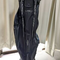 【中古】☆PING☆ゴルフバッグ☆HOOFER ☆ピン フーファー☆ キャディバッグ ☆ブラック☆軽量☆スタンドの画像