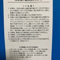 イオン株主優待券、10,000円分・100円券×100枚の画像